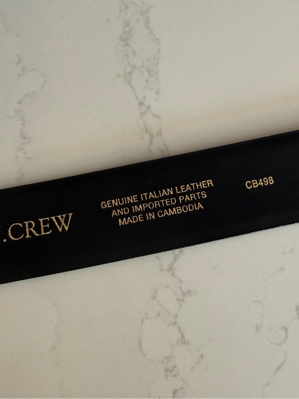 J.Crew Wide Spazzolato Leather Belt Black Gold Buckle Medium - Picture 6 of 6